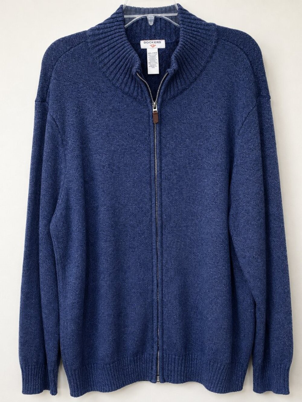 Dockers Men's Blue Full Zip Front Long Sleeve Ribbed Sweater SZ XXL